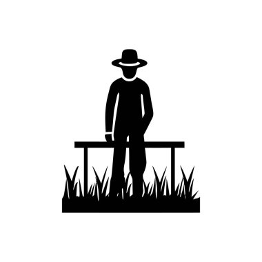 Cornfield simgesinin ortasındaki çiftçi beyaz arkaplanda izole edildi