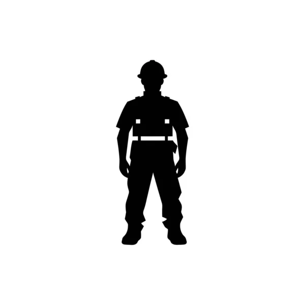Construction Site Worker Icon Isolated White Background — Stock Vector