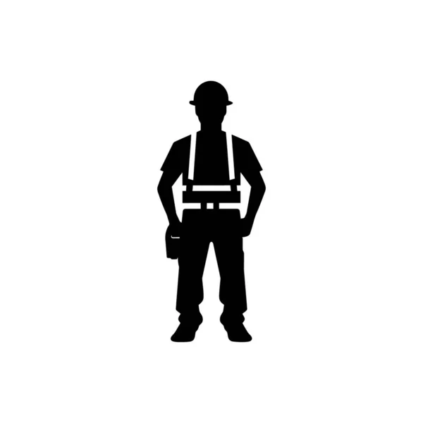 Construction Worker Icon Isolated White Background — Stock Vector