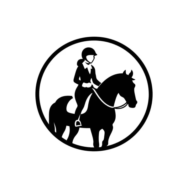 马背上的女孩在白色背景下被隔离的课程图标 — 图库矢量图片