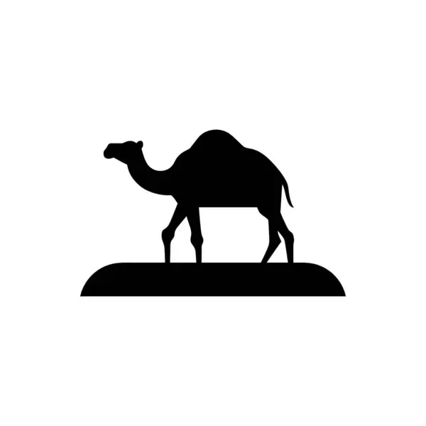 白色背景下孤立的沙漠图标中的骆驼 — 图库矢量图片