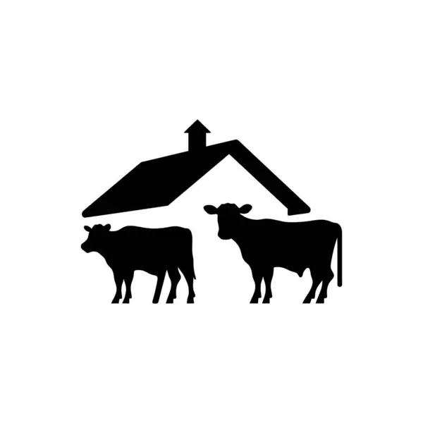 Krávy Pasoucí Ikoně Farmy Izolované Bílém Pozadí — Stockový vektor