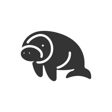 Beyaz Arkaplanda Manatee Simgesi - Basit Vektör Resimleri