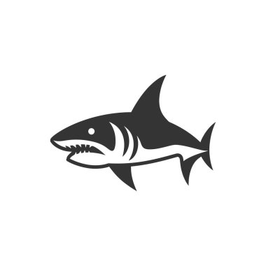 Beyaz Köpekbalığı Simgesi Beyaz Arkaplanda - Basit Vektör İllüstrasyonu