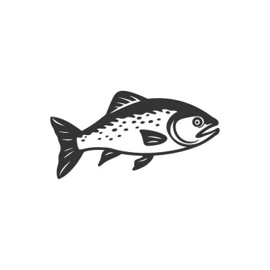 Beyaz Arkaplanda Somon Balığı Simgesi - Basit Vektör İllüstrasyonu