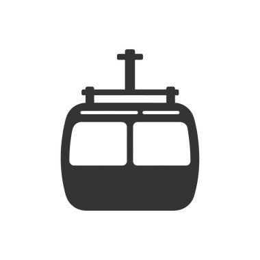 Beyaz Arkaplanda Kablo Araç Simgesi - Basit Vektör İllüstrasyonu