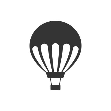 Beyaz Arkaplanda Yüzen Sıcak Hava Balonu Simgesi - Basit Vektör Resimleri