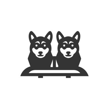 Beyaz Arkaplanda Kızak Köpekleri Simgesi - Basit Vektör İllüstrasyonu