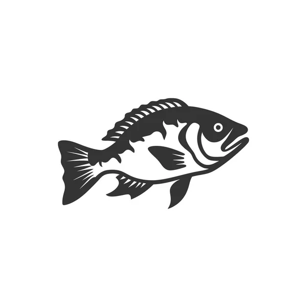 Beyaz Arkaplanda Büyük Bas Balığı Simgesi Basit Vektör Llüstrasyonu — Stok Vektör