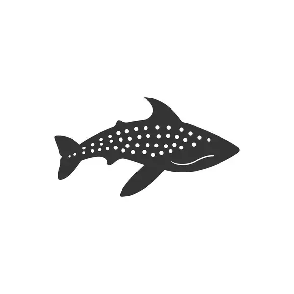 ホワイトバックグラウンドのクジラサメアイコン シンプルなベクターイラスト — ストックベクタ