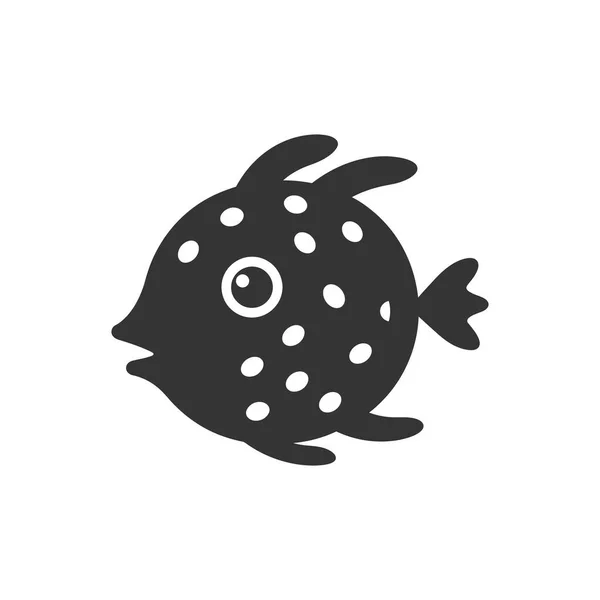 Значок Рыбы Фугу Белом Фоне Простая Векторная Иллюстрация — стоковый вектор