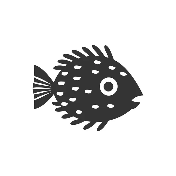 Icono Porcupinefish Columna Larga Sobre Fondo Blanco Ilustración Simple Vectores — Vector de stock