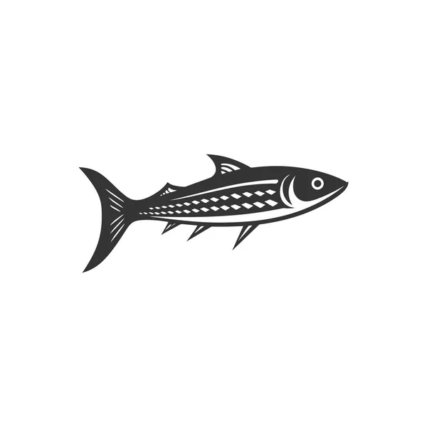 King Mackerel Fish Icon White Background Simple Vector Illustration — Stock Vector