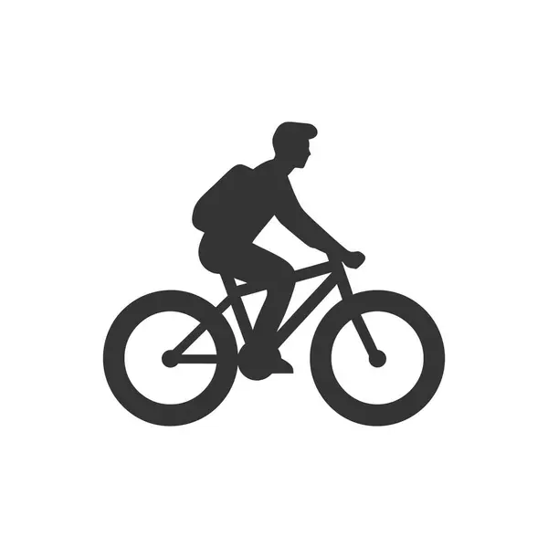 Άνθρωπος Ιππασία Ένα Ποδήλατο Εικονίδιο Λευκό Φόντο Απλή Διανυσματική Απεικόνιση — Διανυσματικό Αρχείο