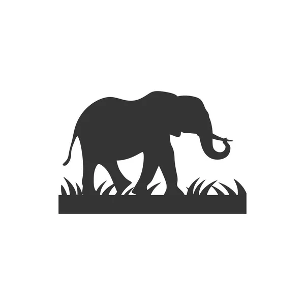 Elefantes Passeando Planícies Gramíneas Ícone Fundo Branco Ilustração Vetorial Simples — Vetor de Stock