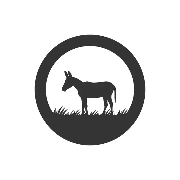Γάιδαρος Στο Πεδίο Εικονίδιο Λευκό Φόντο Απλή Διανυσματική Απεικόνιση — Διανυσματικό Αρχείο