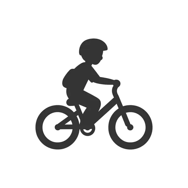 Jeune Garçon Vélo Icône Sur Fond Blanc Illustration Vectorielle Simple — Image vectorielle
