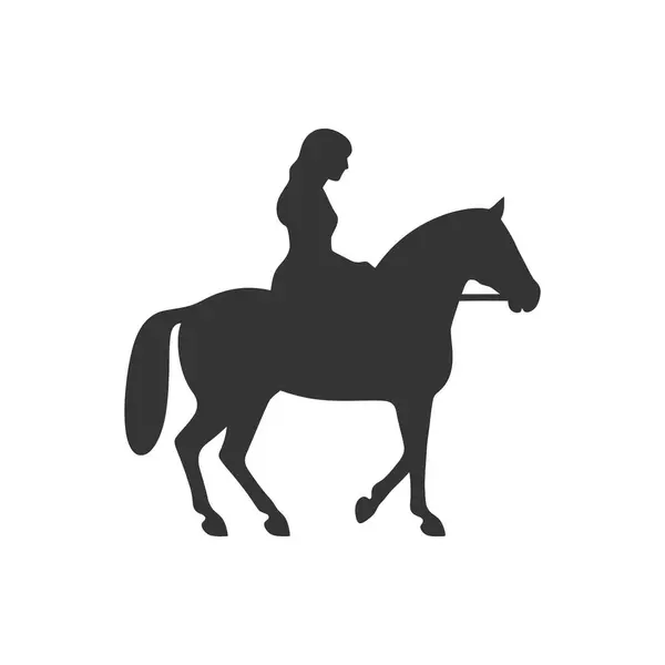 Girl Horseback Riding Icon White Background Simple Vector Illustration Icon — Stock Vector