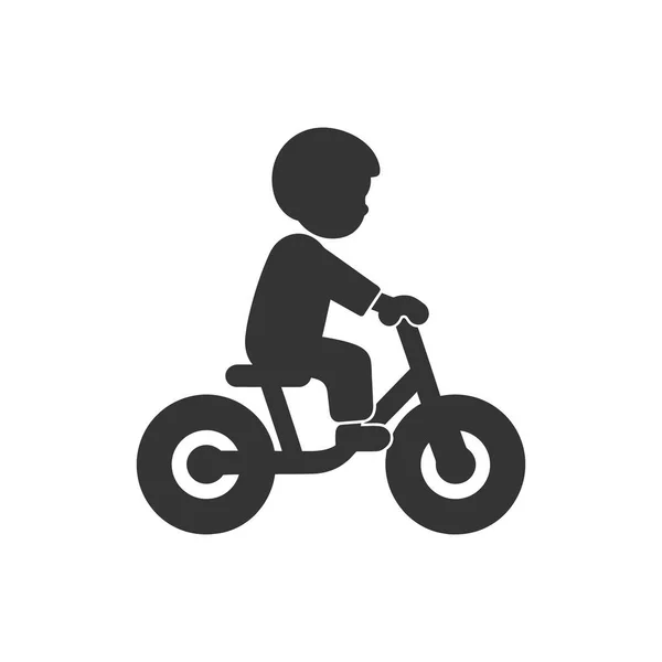 Ein Kleines Kind Auf Einem Dreirad Auf Weißem Hintergrund Simple — Stockvektor