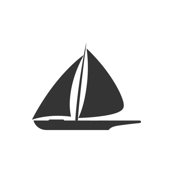 Zeilboot Icoon Witte Achtergrond Eenvoudige Vectorillustratie — Stockvector