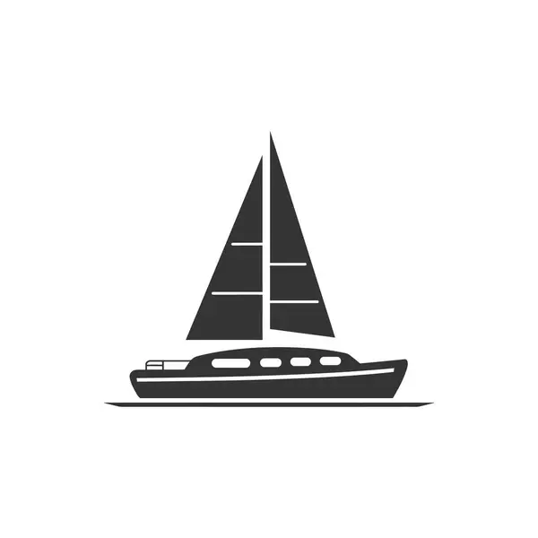 Catamarano Sull Icona Dell Acqua Sfondo Bianco Illustrazione Vettoriale Semplice — Vettoriale Stock