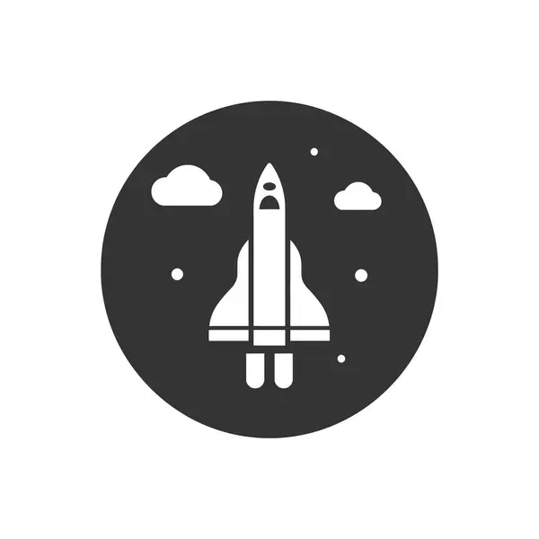 Ícone Foguete Espacial Fundo Branco Ilustração Vetorial Simples — Vetor de Stock