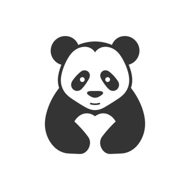 Beyaz Arkaplanda Dev Panda Simgesi - Basit Vektör Resimleri