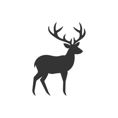 Beyaz Arkaplanda Geyik Simgesi - Basit Vektör İllüstrasyonu