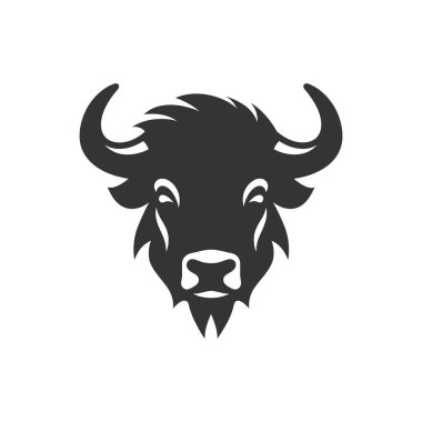 Beyaz Arkaplanda Bizon Simgesi - Basit Vektör İllüstrasyonu