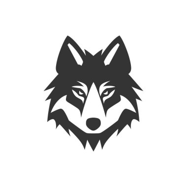 Beyaz Arkaplanda Gri Kurt Simgesi - Basit Vektör İllüzyonu