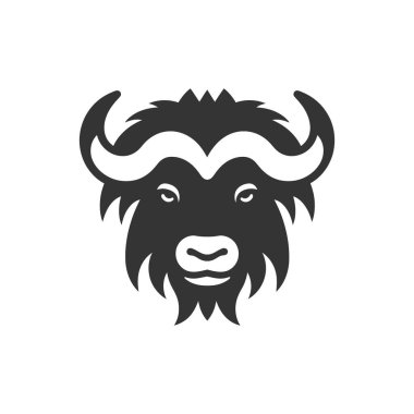 Beyaz Arkaplanda Muskox Simgesi - Basit Vektör İllüstrasyonu