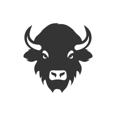 Beyaz Arkaplanda Bizon Simgesi - Basit Vektör İllüstrasyonu