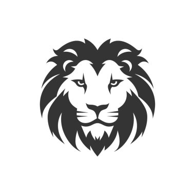 Beyaz Arkaplanda Aslan Simgesi - Basit Vektör İllüstrasyonu