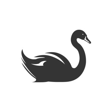 Beyaz Arkaplanda Kuğu Simgesi - Basit Vektör İllüstrasyonu