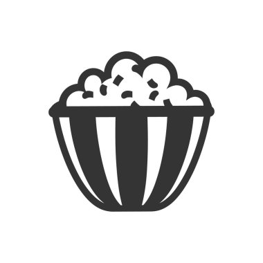 Beyaz Arkaplanda Gurme Patlamış Mısır Simgesi - Basit Vektör İllüstrasyonu