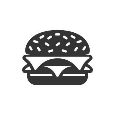 Beyaz Arkaplanda Lezzetli Peynirli Burger Simgesi - Basit Vektör İllüstrasyonu