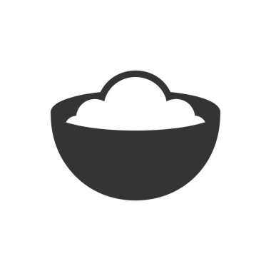 Beyaz Arkaplanda Rice Bowl Simgesi - Basit Vektör İllüstrasyonu