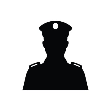 Beyaz Arkaplanda Polis Memuru Simgesi - Basit Vektör İllüstrasyonu