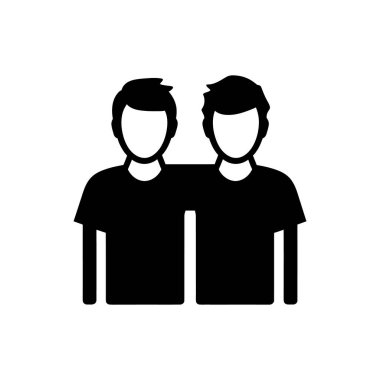 İki arkadaş kol kola simgesi - Basit Vektör İllüstrasyonu