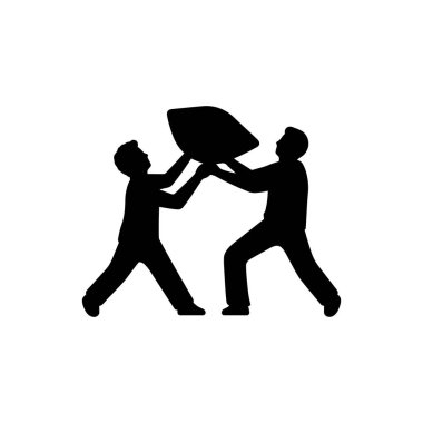 Yastık savaşı ikonu olan iki arkadaş - Basit Vektör İllüzyonu