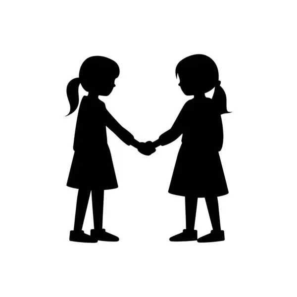 Δύο Φίλοι Κρατώντας Χέρι Εικονίδιο Απλή Διανυσματική Απεικόνιση — Διανυσματικό Αρχείο
