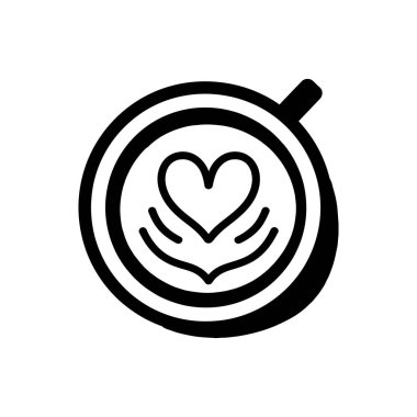 Latte sanat üst görünüm simgesi - Basit Vektör İllüstrasyonu