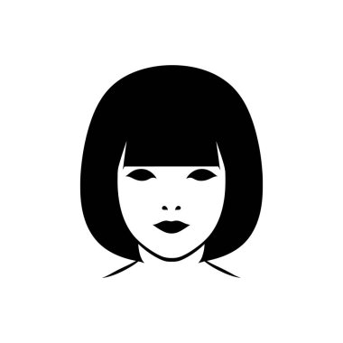 Kadın saç stili Bob kesim simgesi - Basit Vektör İllüstrasyonu