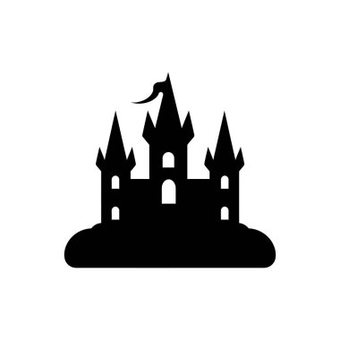 Drakula Şatosu Cadılar Bayramı simgesi - Basit Vektör İllüstrasyonu