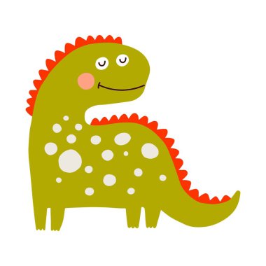 Dino, şirin vektör çizimi, İskandinav sanatı, karalama tarzı.