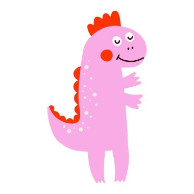 Dino, şirin vektör çizimi, İskandinav sanatı, karalama tarzı.