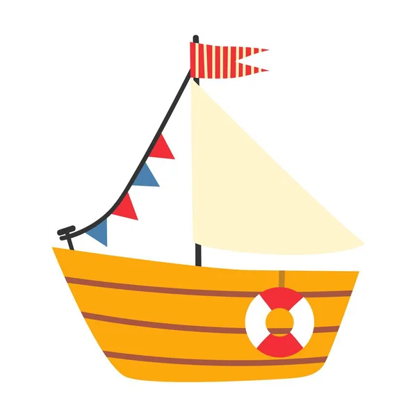Barco Ilustración Vectorial Barcos Pequeños Lindo Diseño Plano — Vector de stock