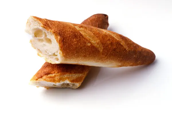 Fırın Restoran Menüsü Için Beyaz Arka Planda Fransız Ekmeği — Stok fotoğraf