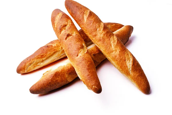 Fırın Restoran Menüsü Için Beyaz Arka Planda Fransız Ekmeği — Stok fotoğraf