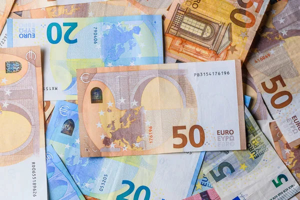 stock image euro currency banknotes as a background 23, paper euro denominations 10 20 50